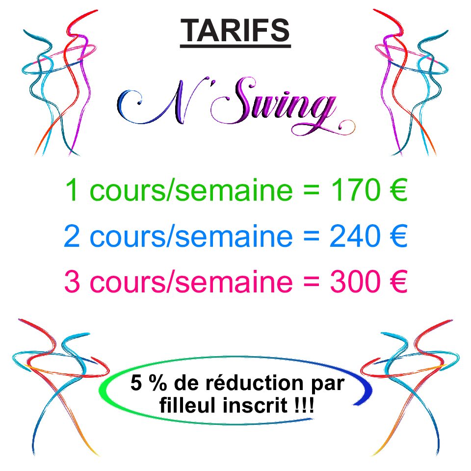 Tarifs site internet planning n'swing - lindy hop, west coast swing, acrobaties